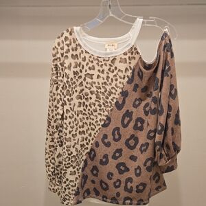 Long Sleeve Shoulder Cut-out Top